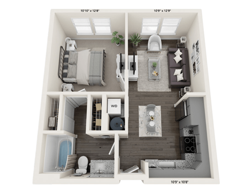 1 Bed 1 Bath Floor Plan at Spring Creek Apartments, Crestview